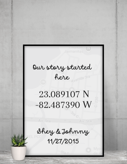 Picture of Custom Coordinates Map Poster – Where Our Story Began”